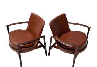Two Mid-Century Modern Lounge Chairs by Ib Kofod-Larsen for Frõscher, 1970s